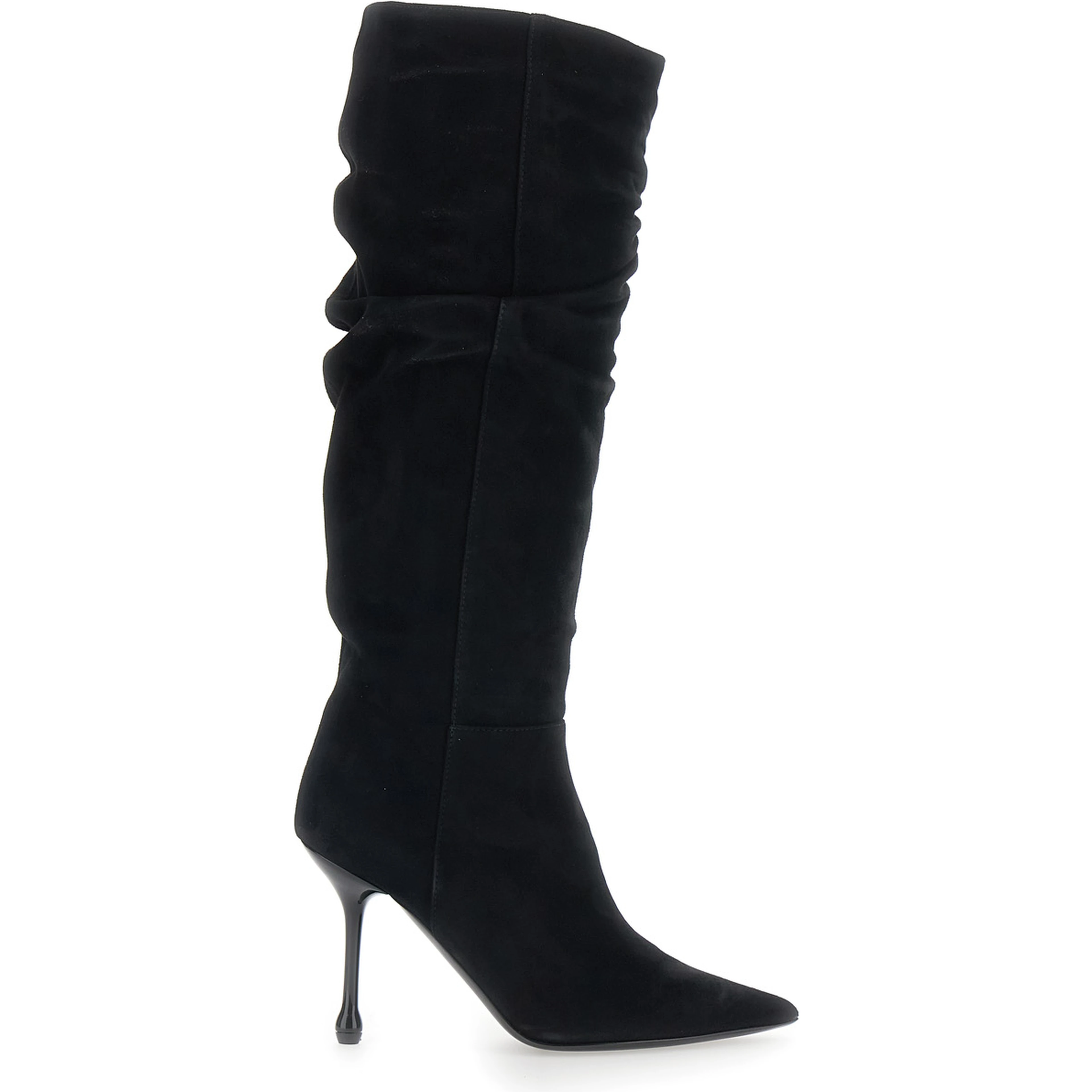 Womens black suede knee-high boots