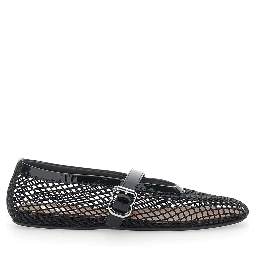Ballet flats with rounded toe and black leather sole for women