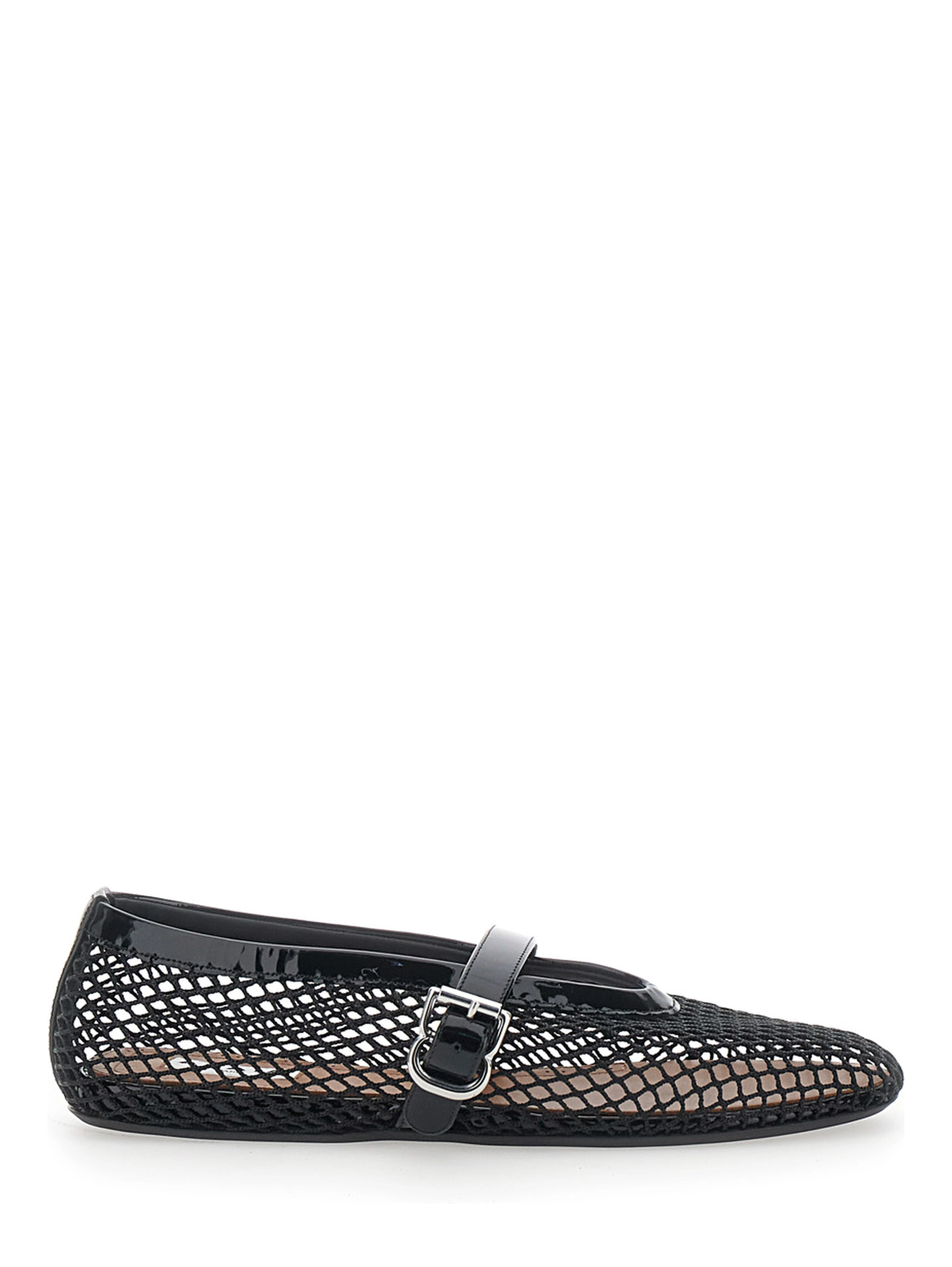 Ballet flats with rounded toe and black leather sole for women