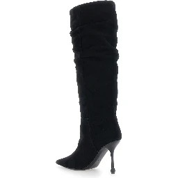Womens black suede knee-high boots