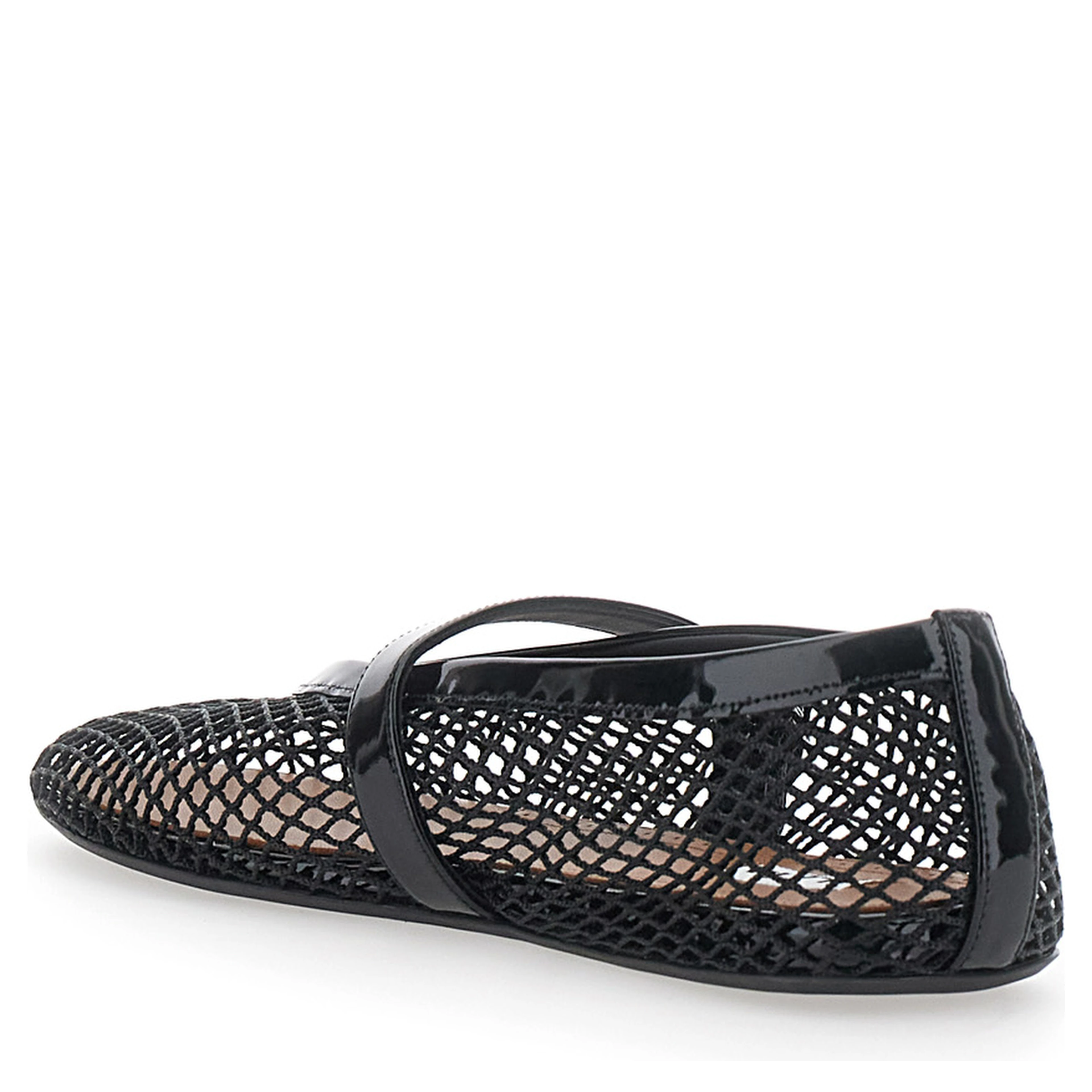 Ballet flats with rounded toe and black leather sole for women