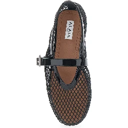 Ballet flats with rounded toe and black leather sole for women
