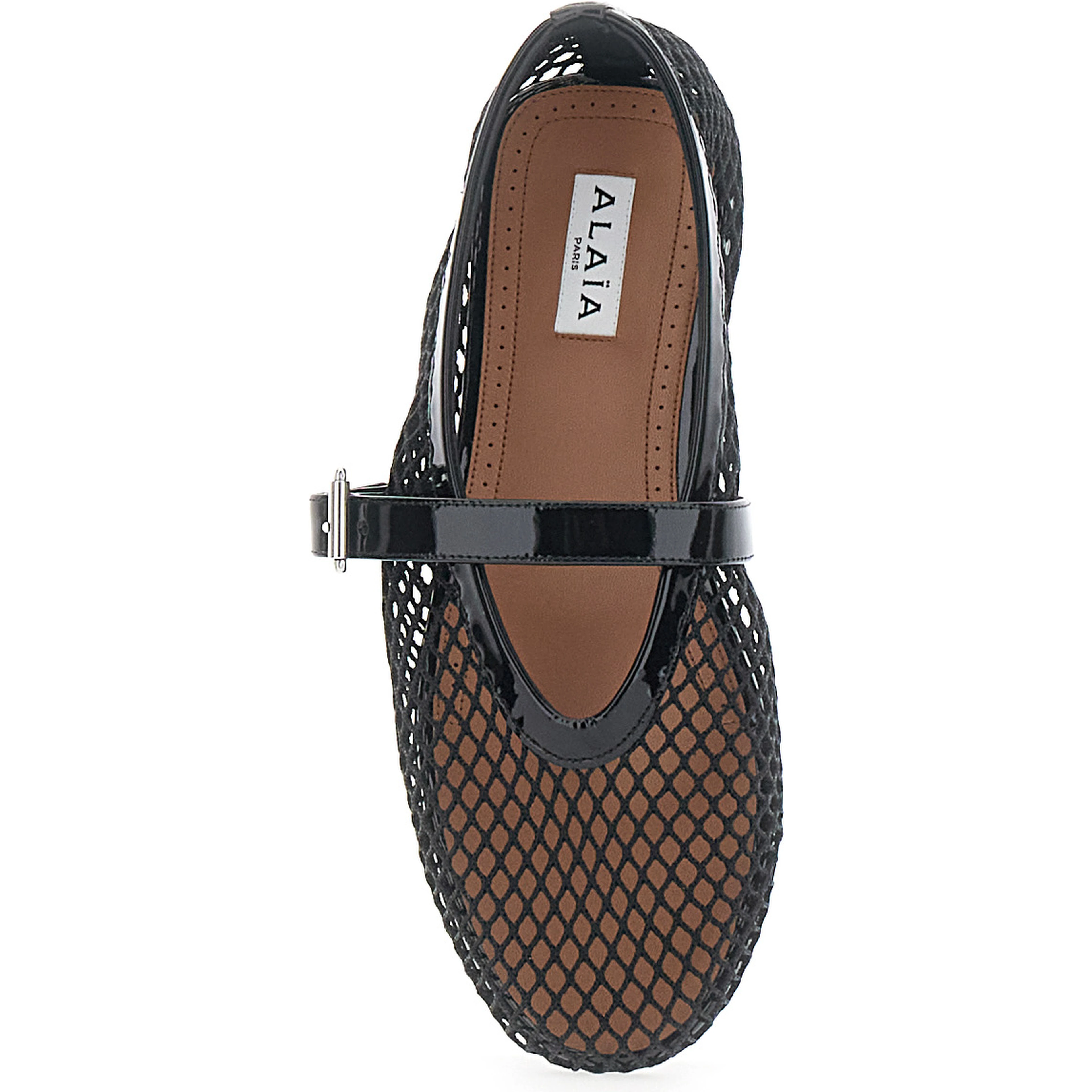 Ballet flats with rounded toe and black leather sole for women