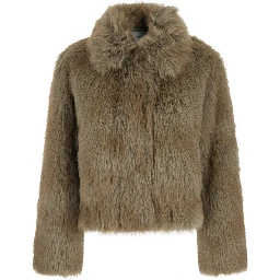 Lena Jacket Faux Fur Luxe Fox with synthetic fur, gray and women