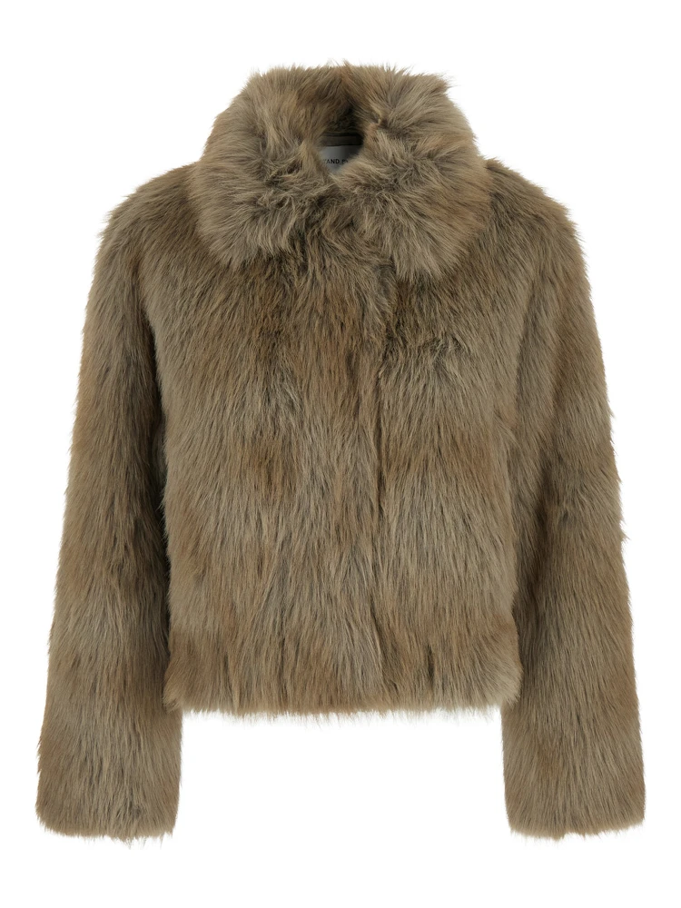 Lena Jacket Faux Fur Luxe Fox with synthetic fur, gray and women