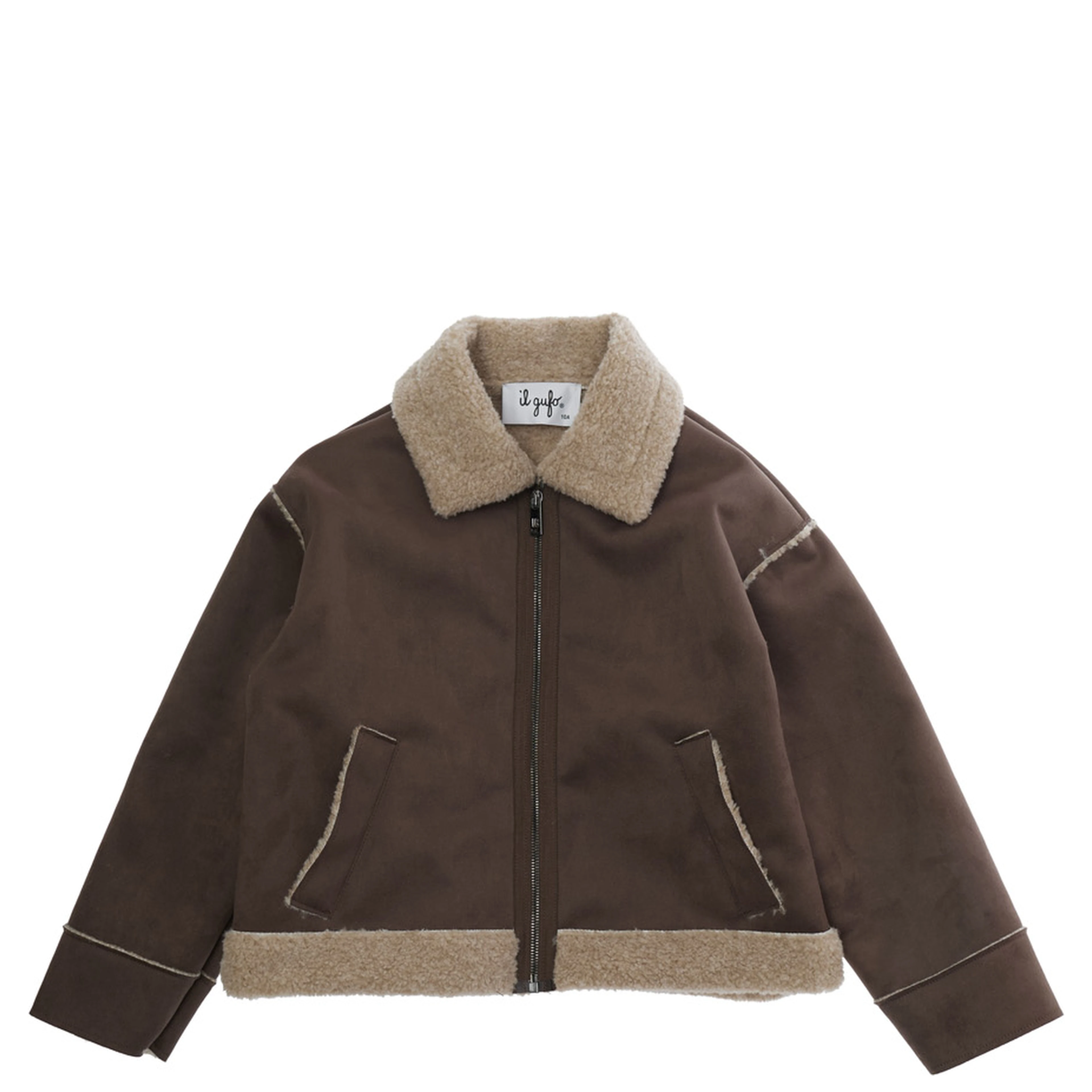 Jacket with high collar and long sleeves in Tech Fabric brown for Boy