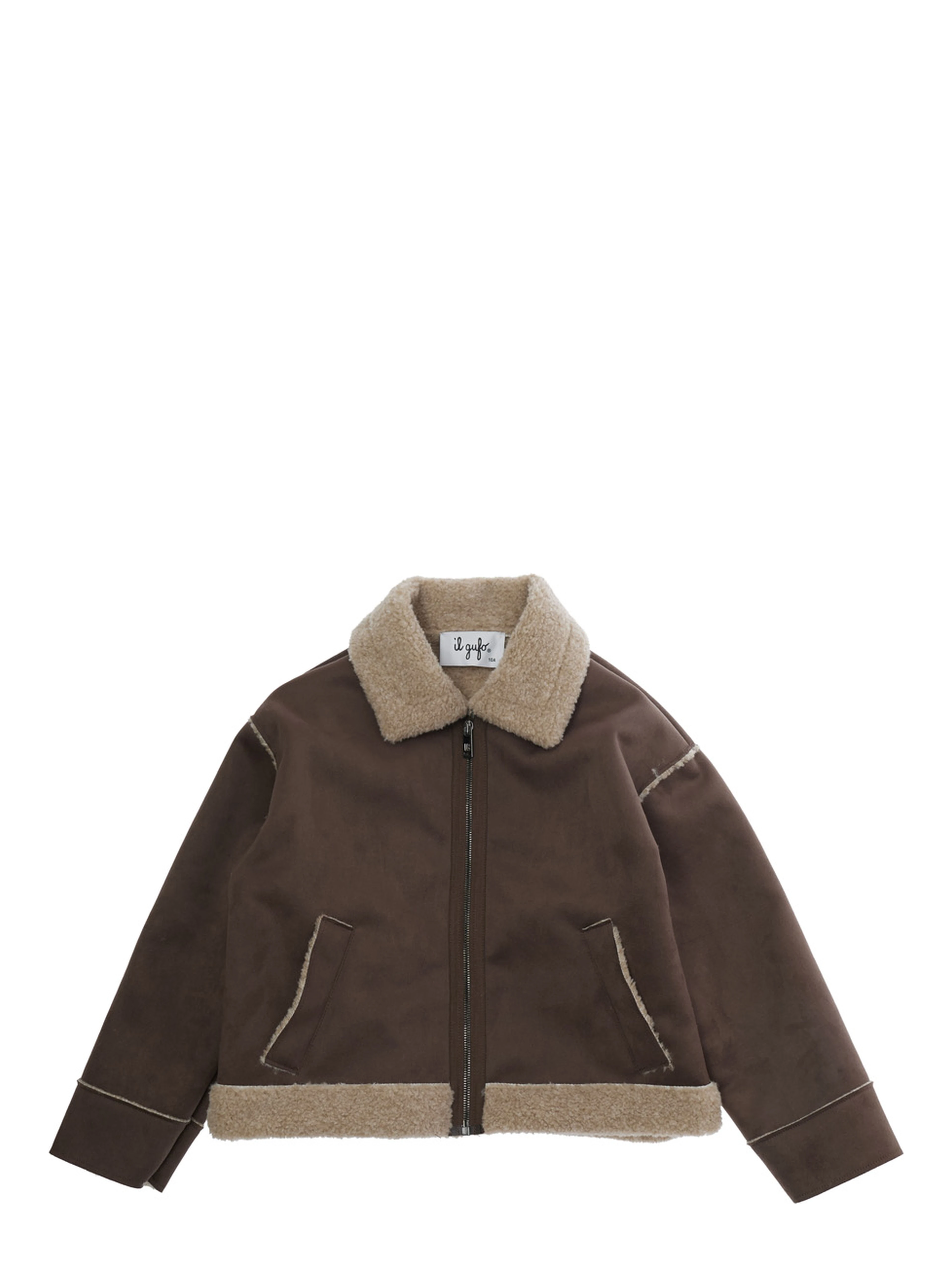 Jacket with high collar and long sleeves in Tech Fabric brown for Boy