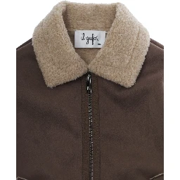 Jacket with high collar and long sleeves in Tech Fabric brown for Boy