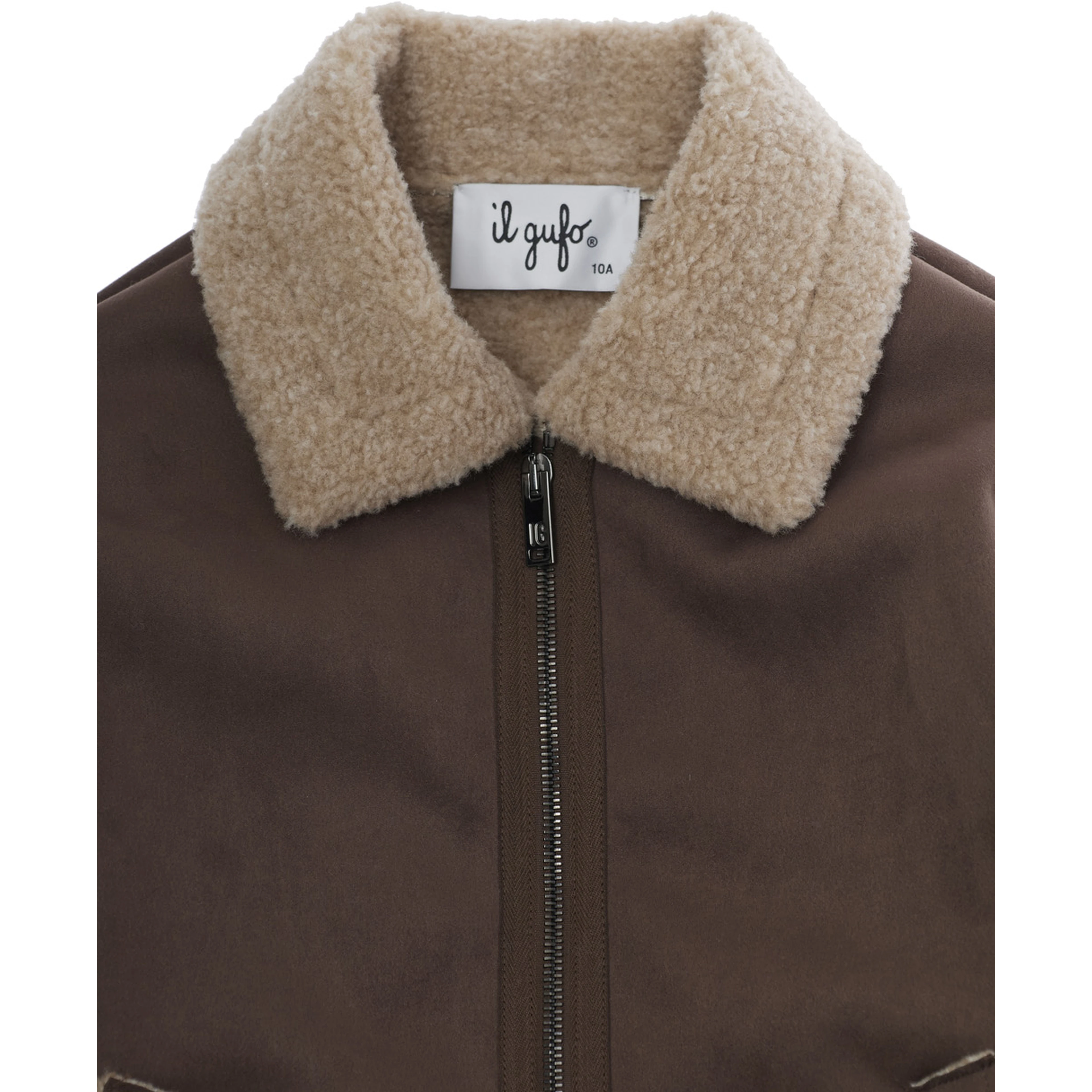 Jacket with high collar and long sleeves in Tech Fabric brown for Boy