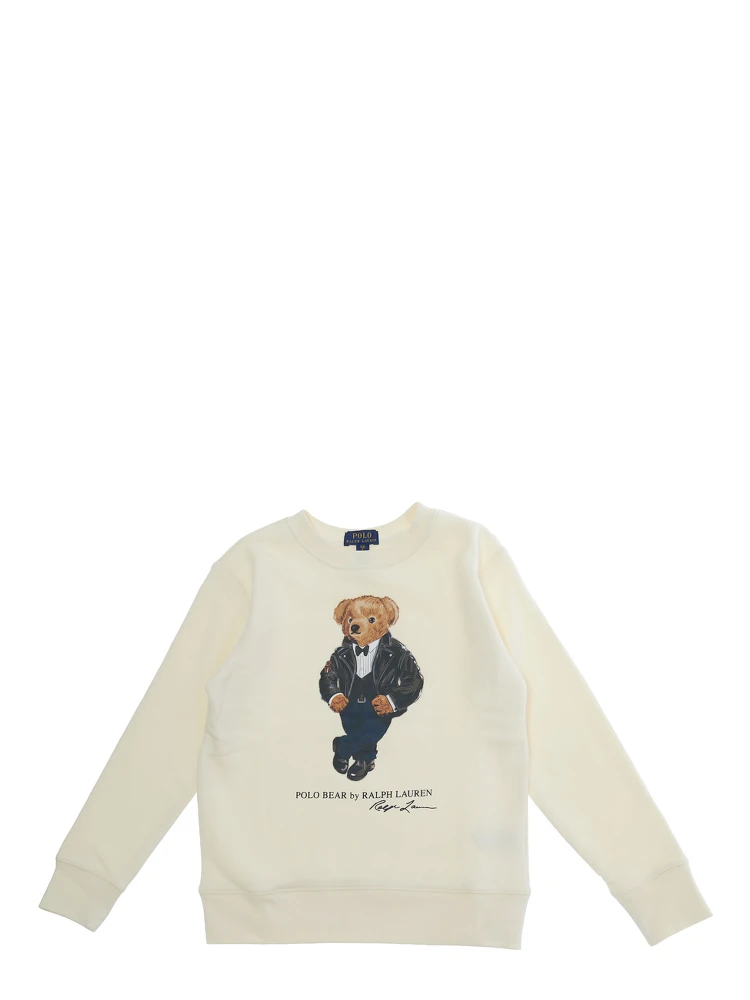 KNIT-PULLOVER-SWEATSHIRT with round neck and long sleeves in Beige Cotton Boy
