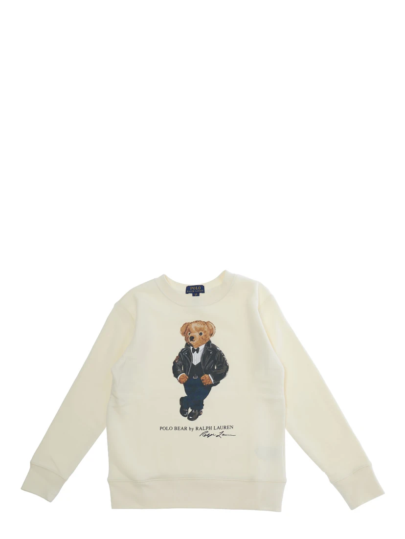 KNIT-PULLOVER-SWEATSHIRT with round neck and long sleeves in Beige Cotton Boy