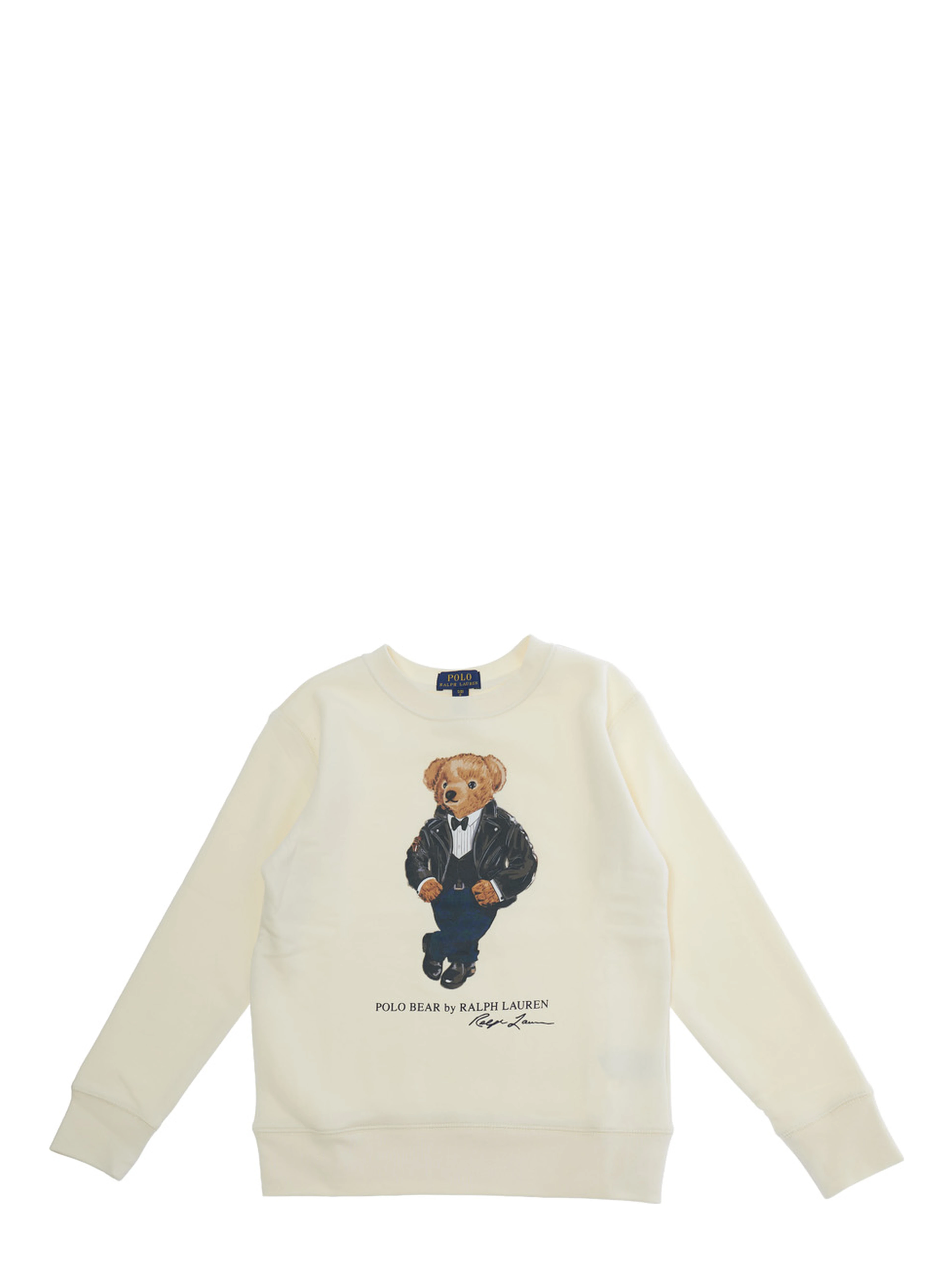 KNIT-PULLOVER-SWEATSHIRT with round neck and long sleeves in Beige Cotton Boy
