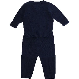 Knit set with round neck and long sleeves in blue for boy