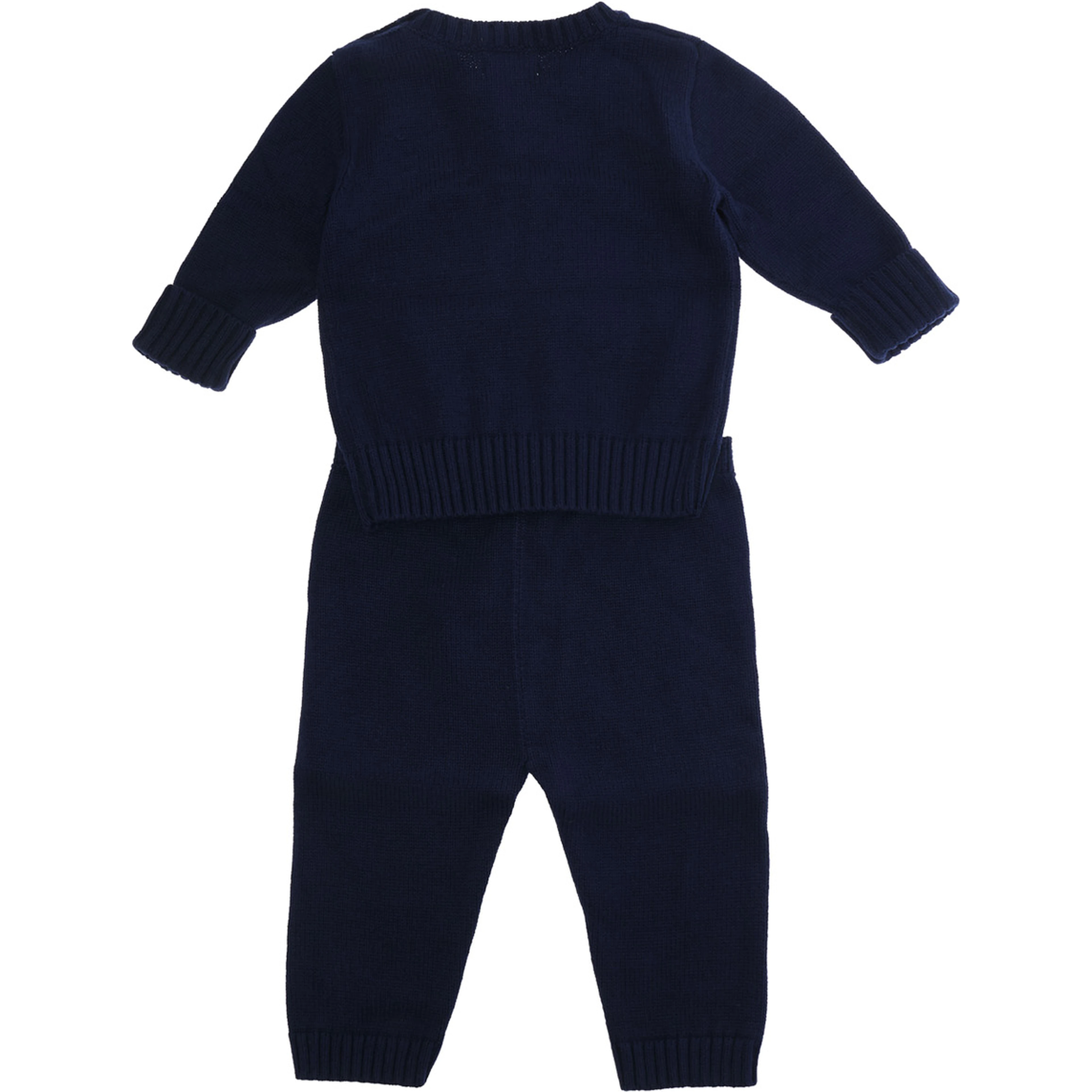 Knit set with round neck and long sleeves in blue for boy
