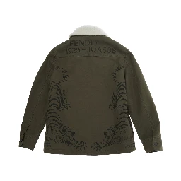 Jacket coat drill military green with pockets and collar, Tech Fabric, Boy
