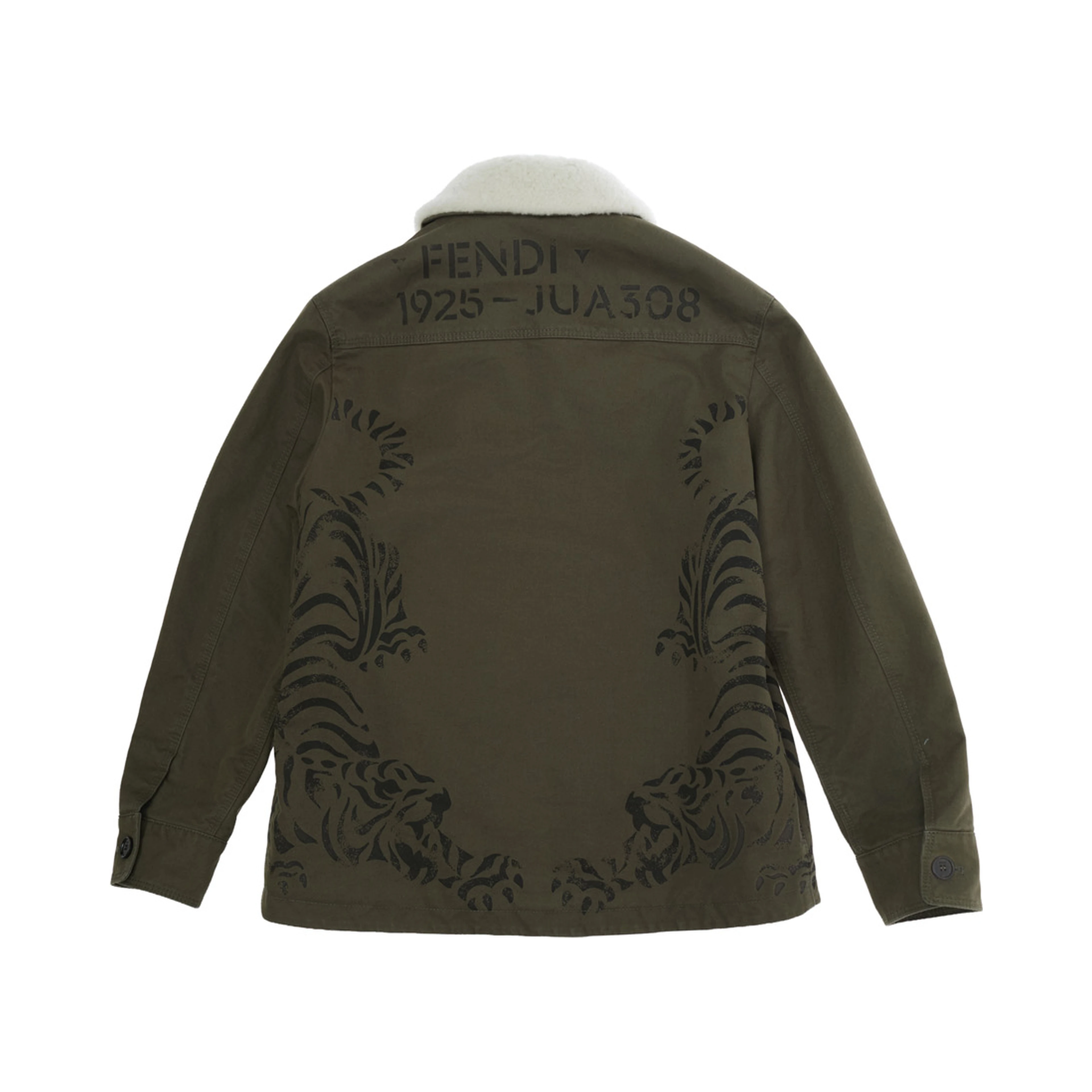 Jacket coat drill military green with pockets and collar, Tech Fabric, Boy