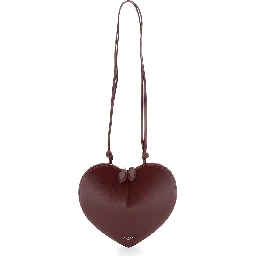COEUR Bag in burgundy calf leather with closure and shoulder strap, unisex