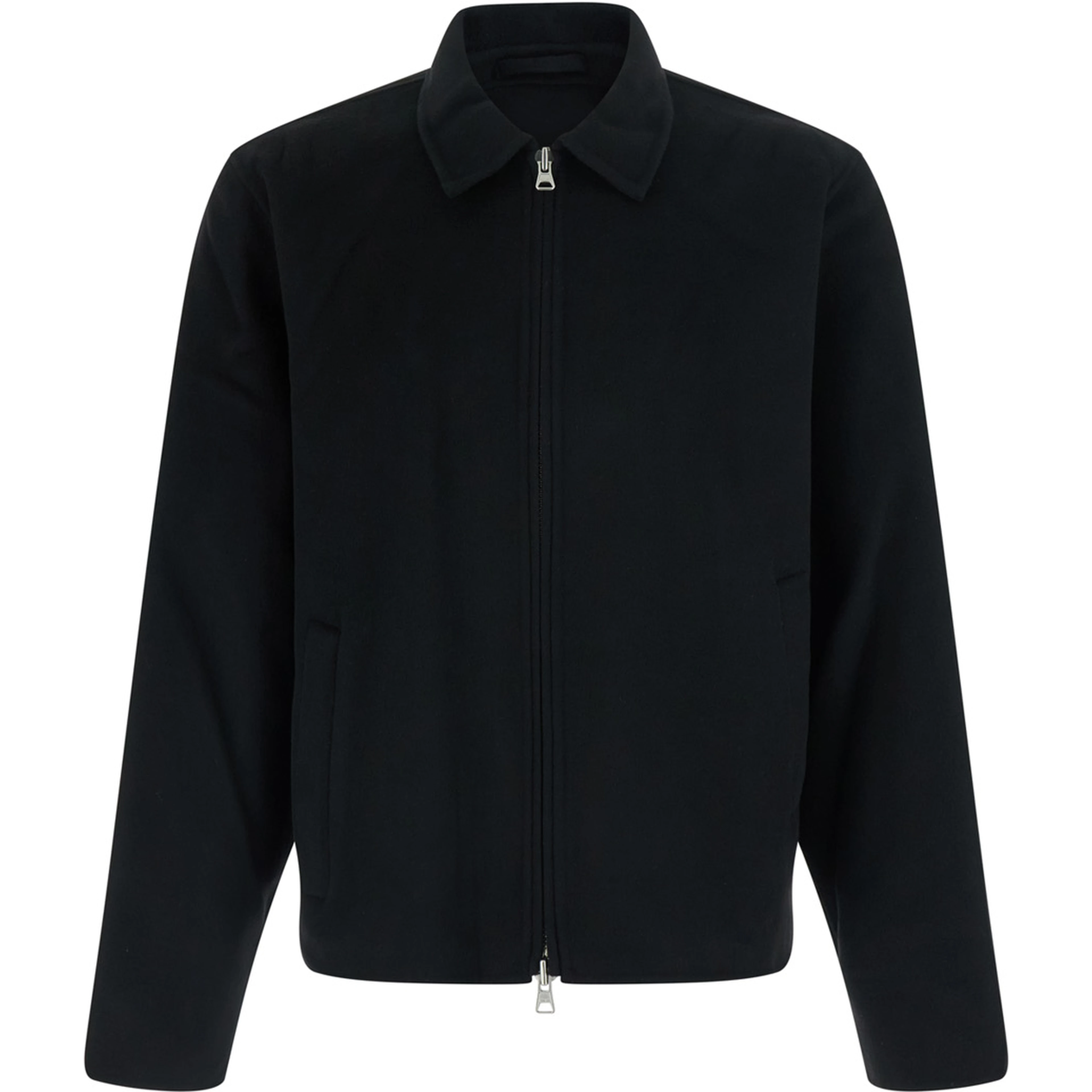 Jacket ARLO with Front Closure and Side Pockets in Black Fabric for Men