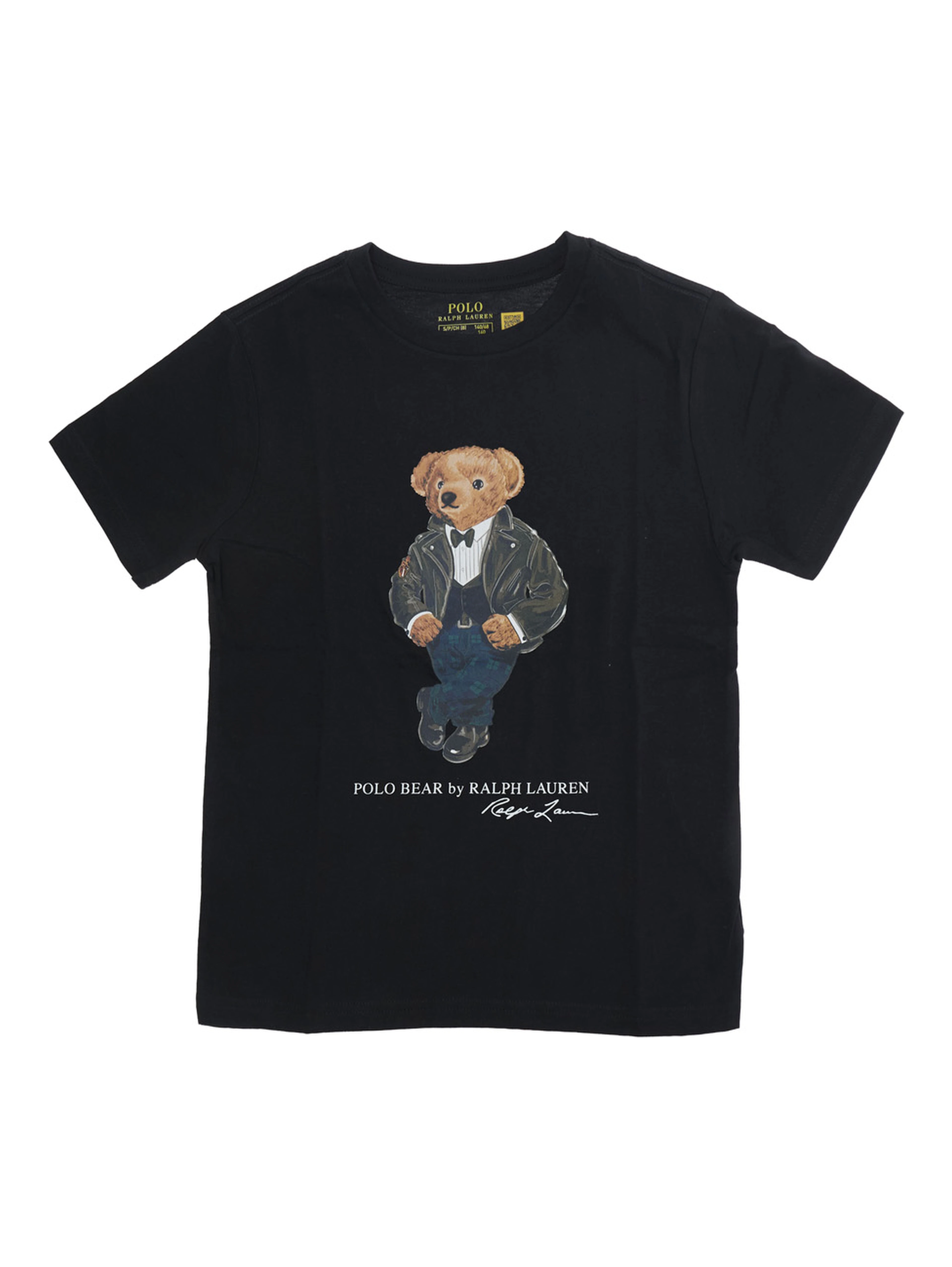 Black cotton short-sleeve round neck T-shirt for Boy