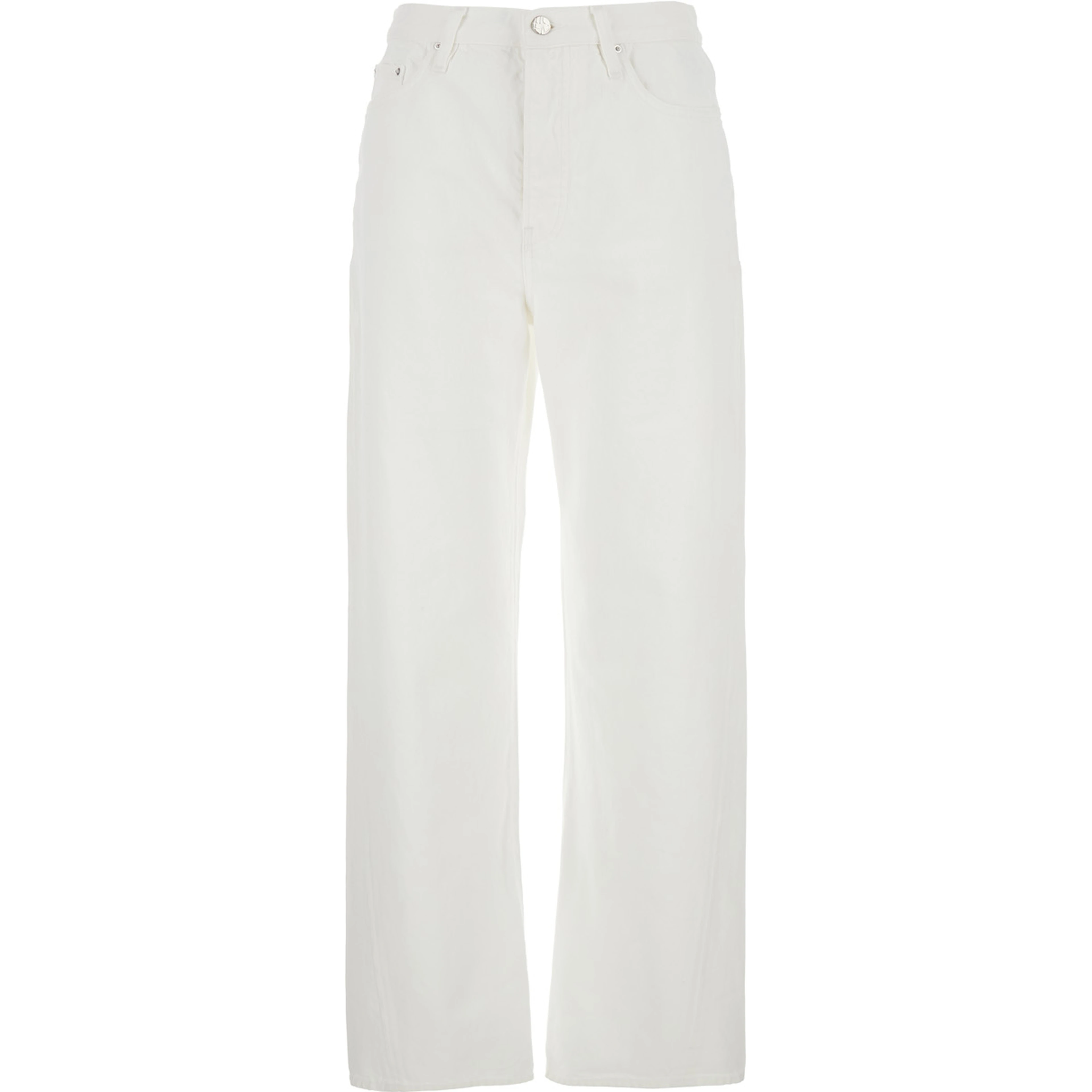 Twisted seam denim full length jeans with white cotton for women