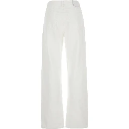 Twisted seam denim full length jeans with white cotton for women