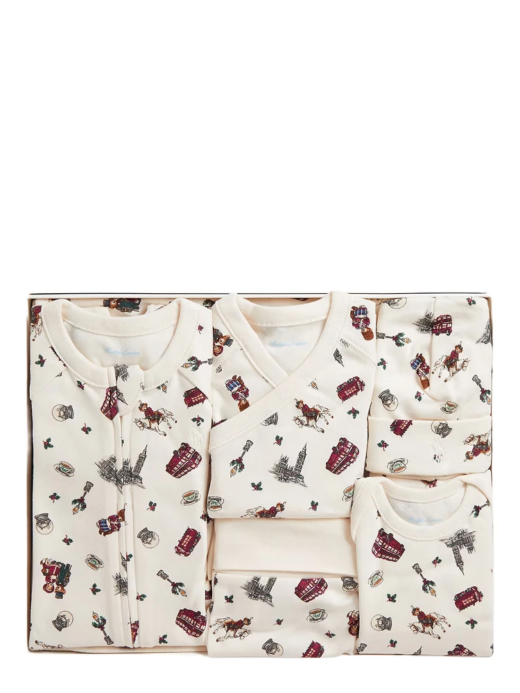KNIT-BUNDLE SET with hood and pockets in white for Boy