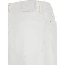 Twisted seam denim full length jeans with white cotton for women