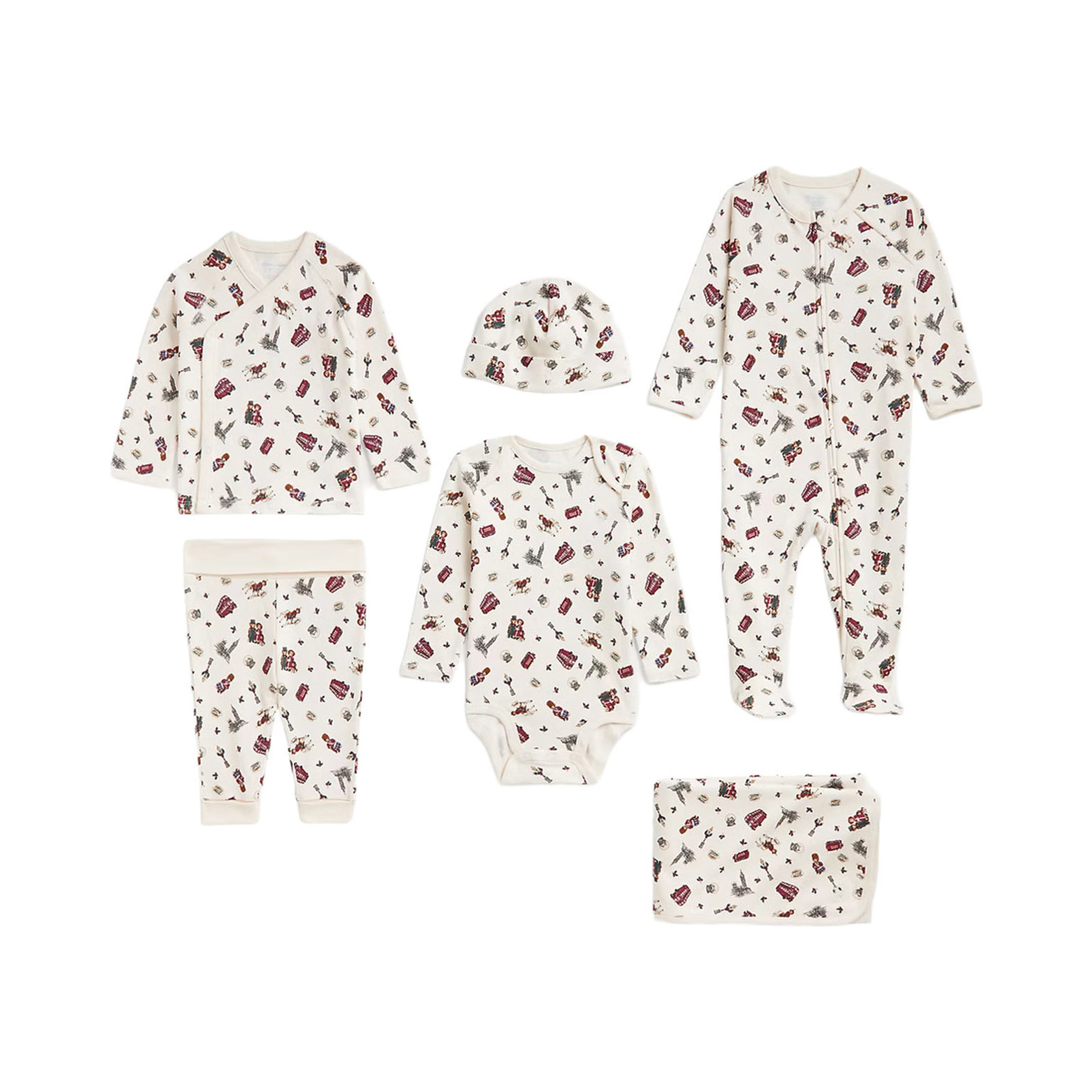 KNIT-BUNDLE SET with hood and pockets in white for Boy