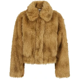 Lena Jacket Faux Fur Luxe Fox with collar and long sleeves in Polyester Beige women