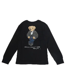 T-shirt in knitted fabric with round neckline and short sleeves in black cotton for boy