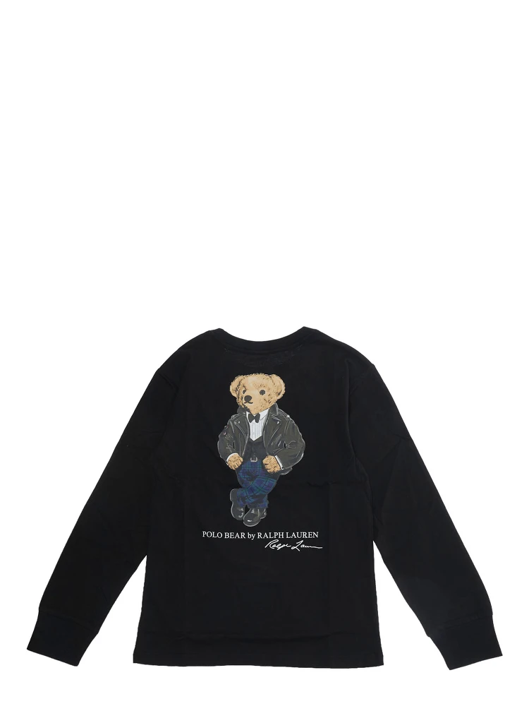 T-shirt in knitted fabric with round neckline and short sleeves in black cotton for boy alternative