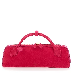 TECKEL CLUTCH with leather details and fuchsia color for women