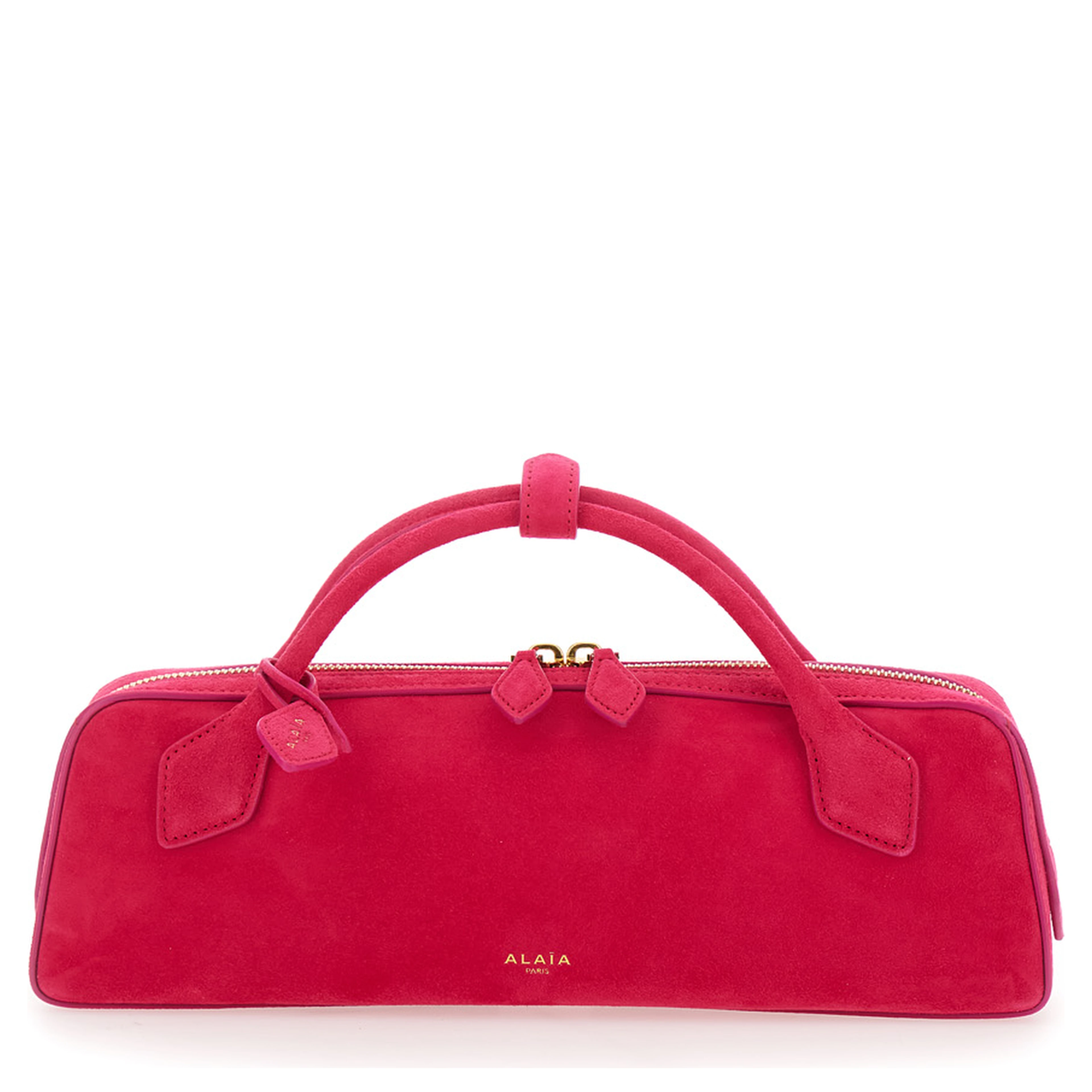 TECKEL CLUTCH with leather details and fuchsia color for women