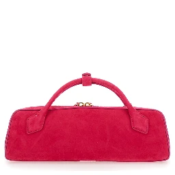 TECKEL CLUTCH with leather details and fuchsia color for women