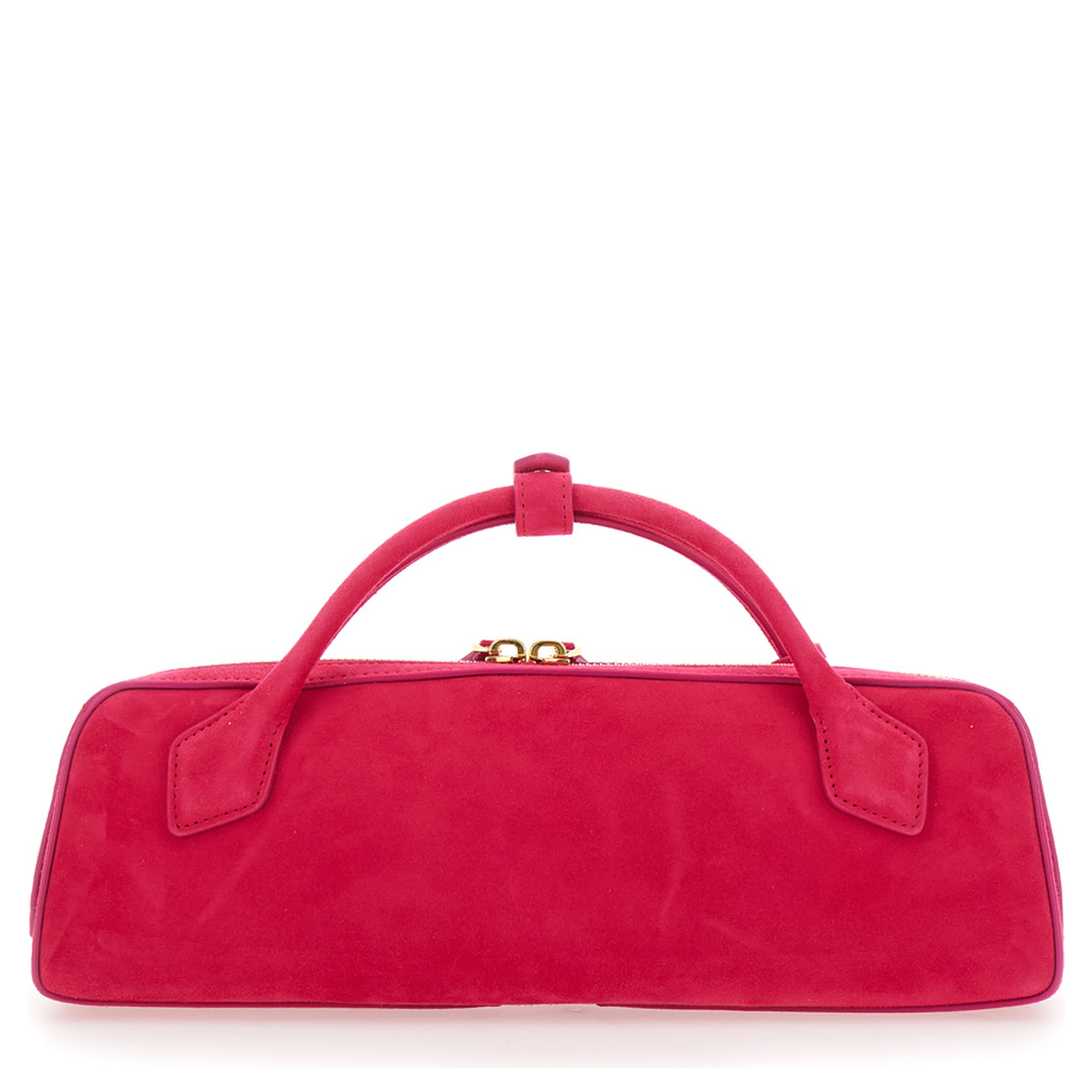 TECKEL CLUTCH with leather details and fuchsia color for women