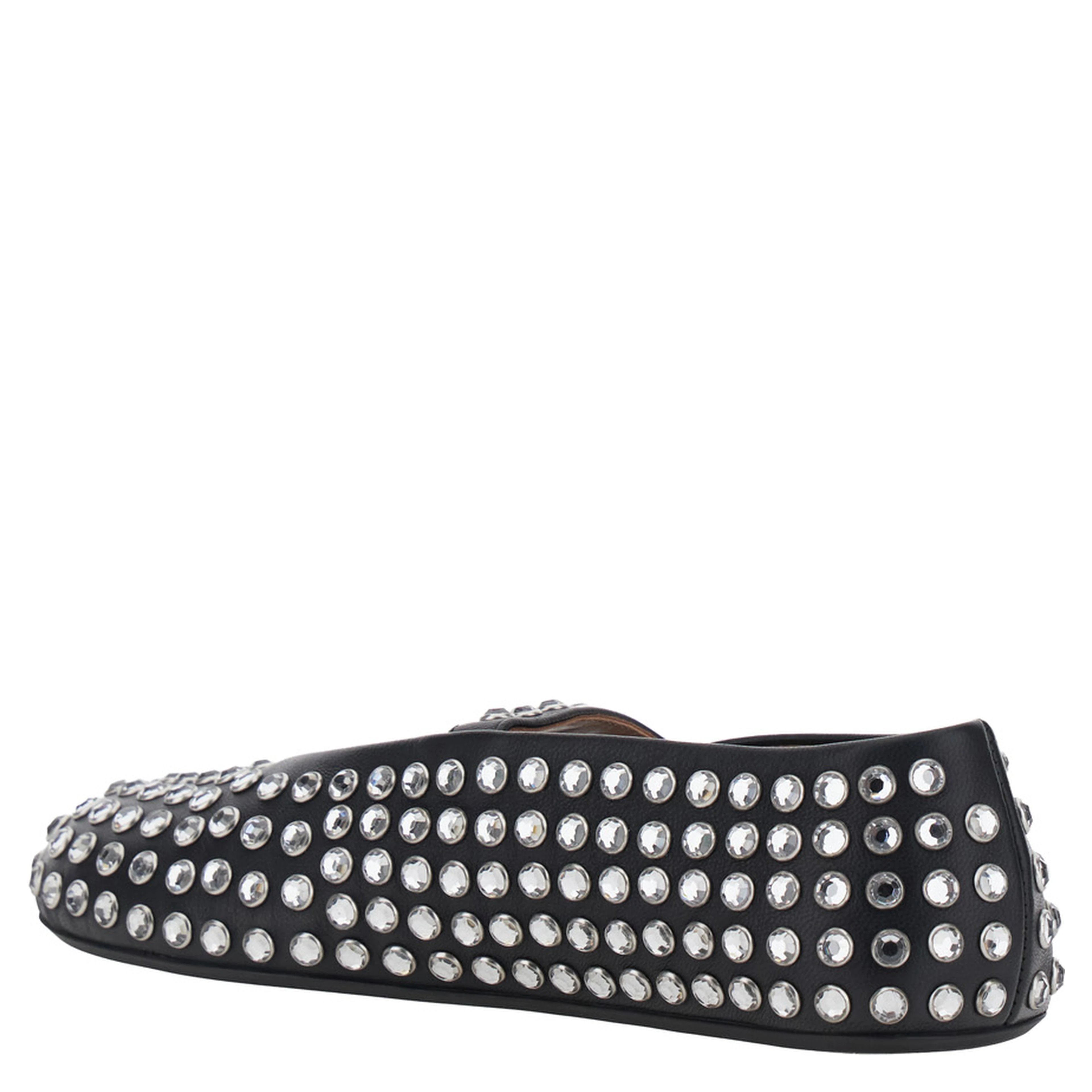 Ballet flats with leather sole and almond toe in black, women