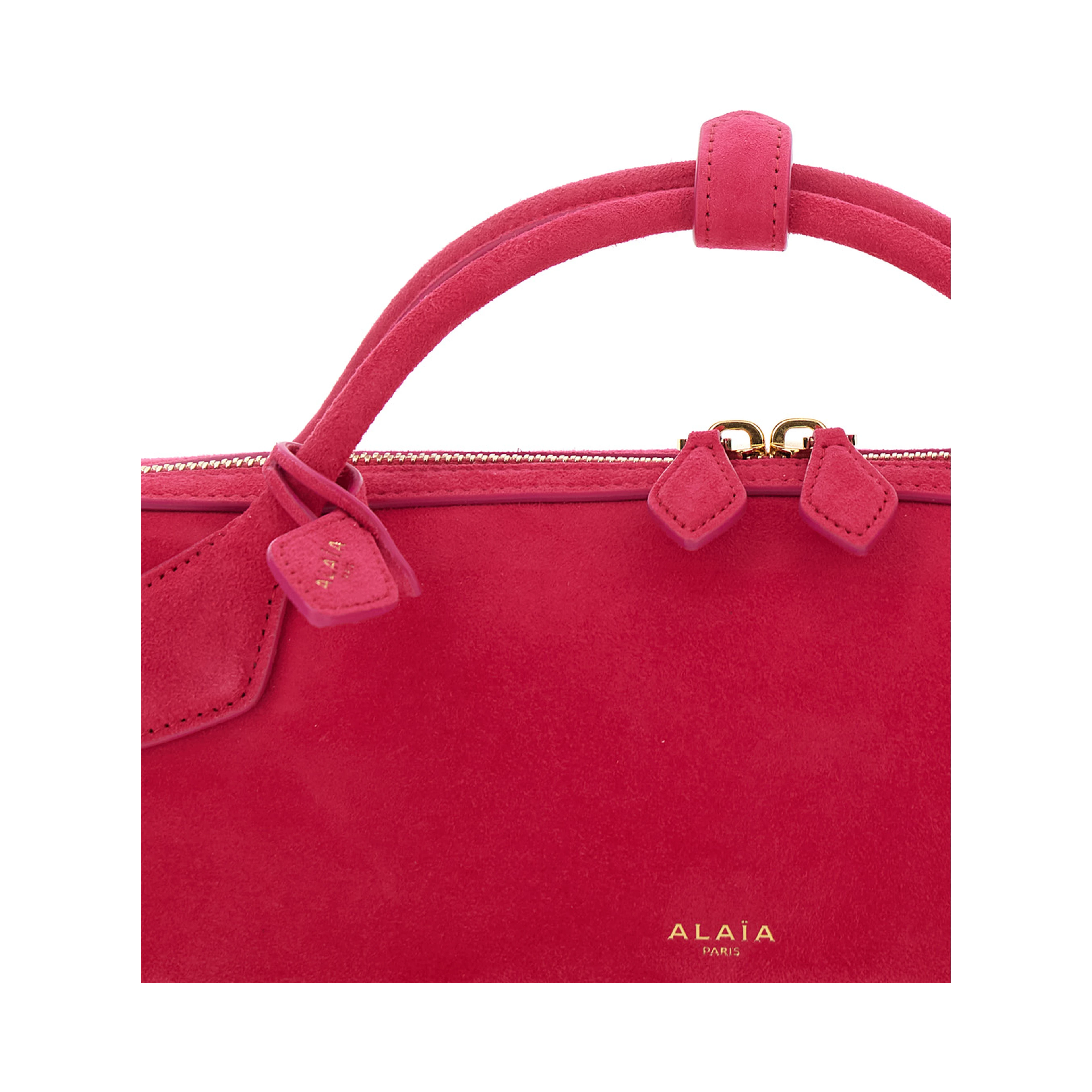 TECKEL CLUTCH with leather details and fuchsia color for women