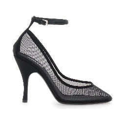 High-heeled pumps characterized by a glossy finish in black leather and an elegant design for women