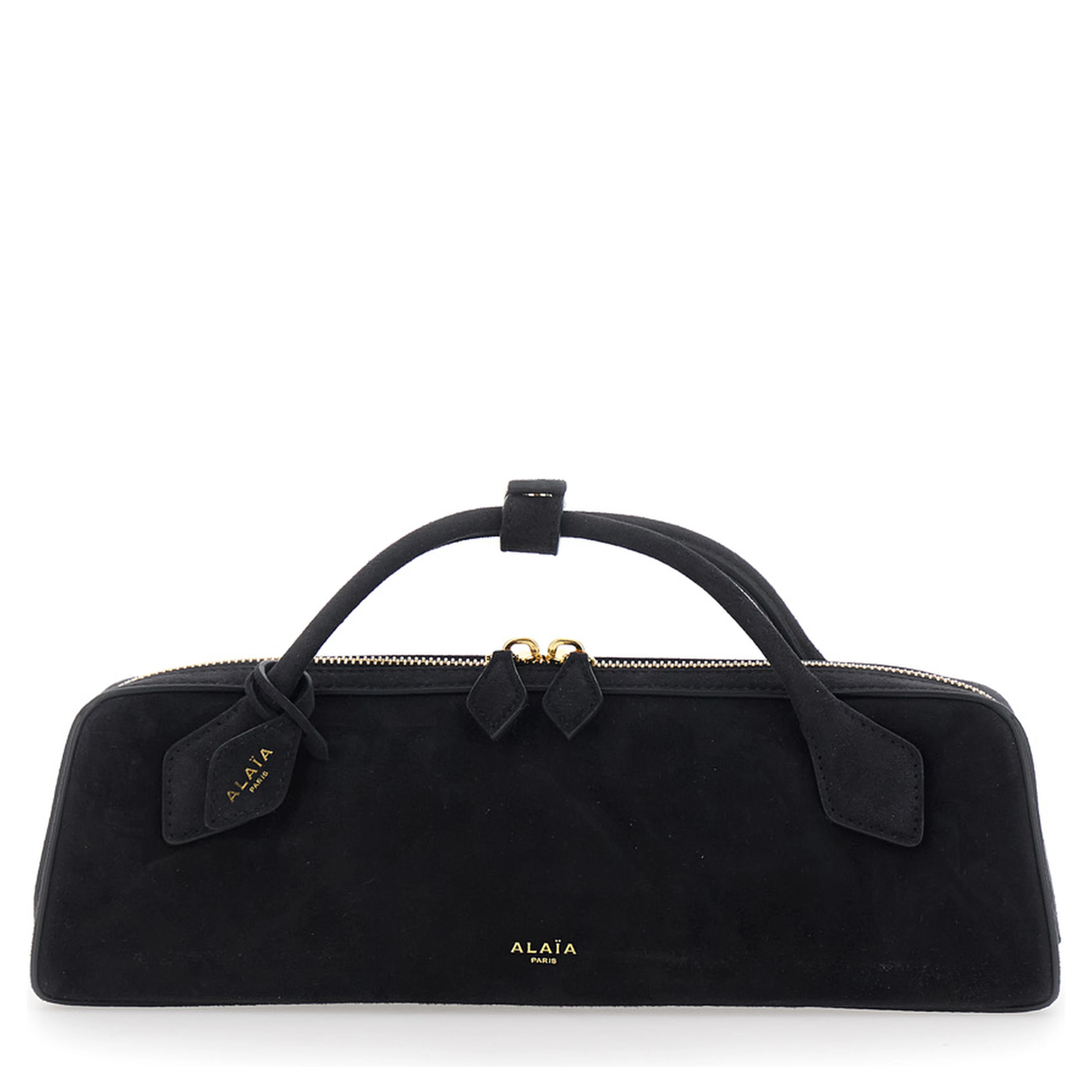 Clutch TECKEL with leather details and zip closure, black, unisex