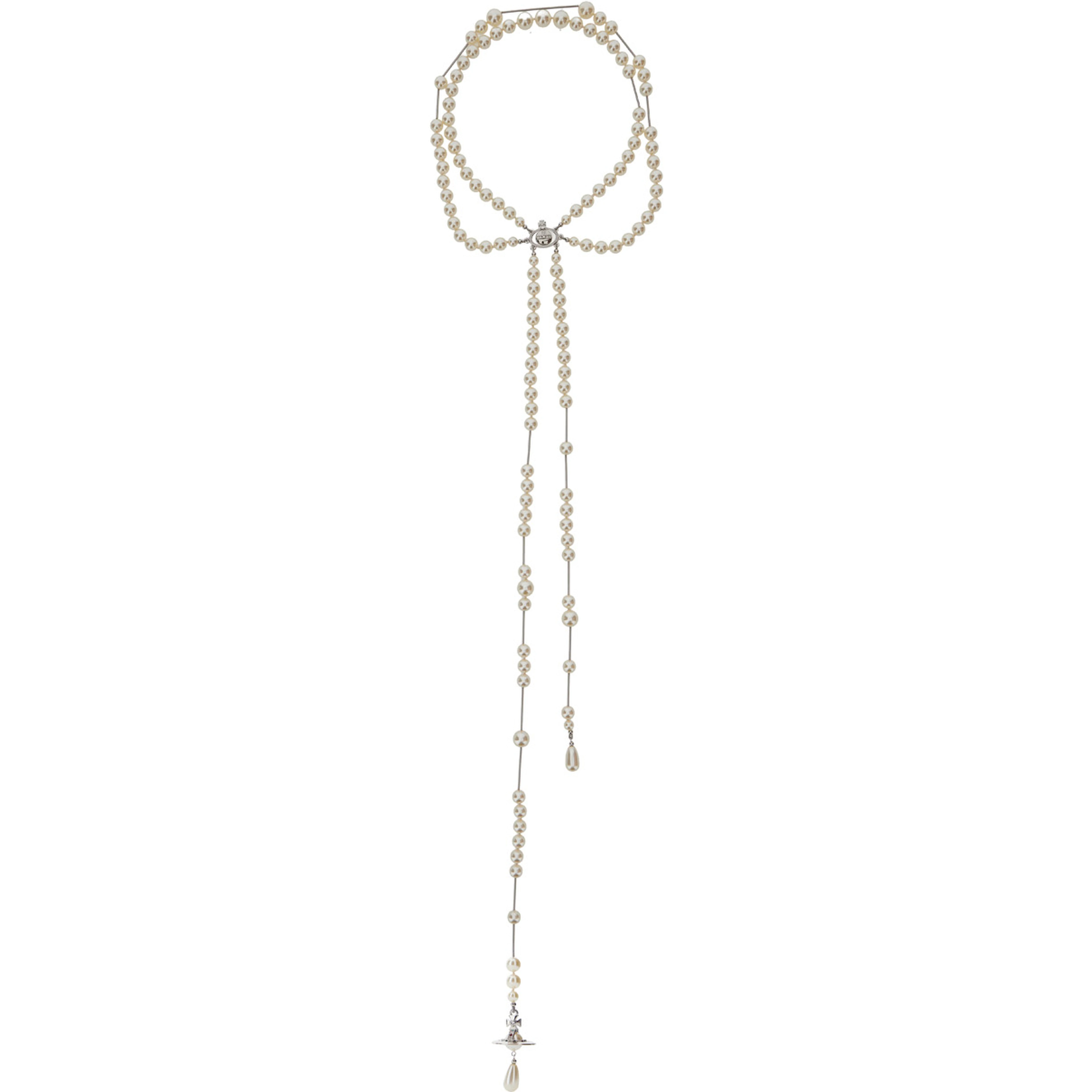 Necklace Broken Pearl in Metallic Brass Woman