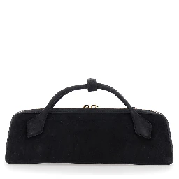 Clutch TECKEL with leather details and zip closure, black, unisex