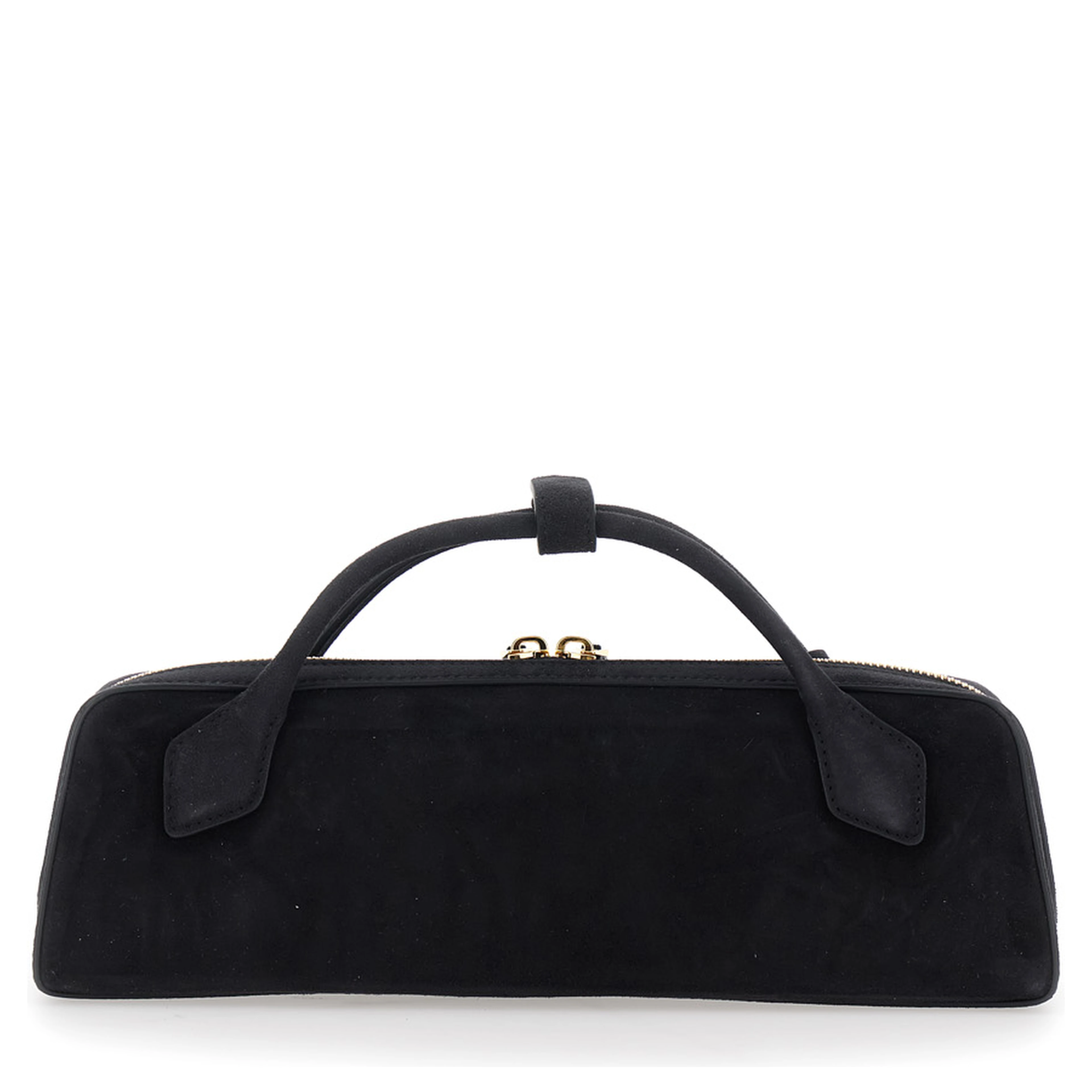 Clutch TECKEL with leather details and zip closure, black, unisex