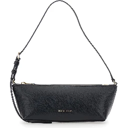 Bag LAILA SM EW POUCHETTE with metal details and shoulder strap, in leather, color Black, woman