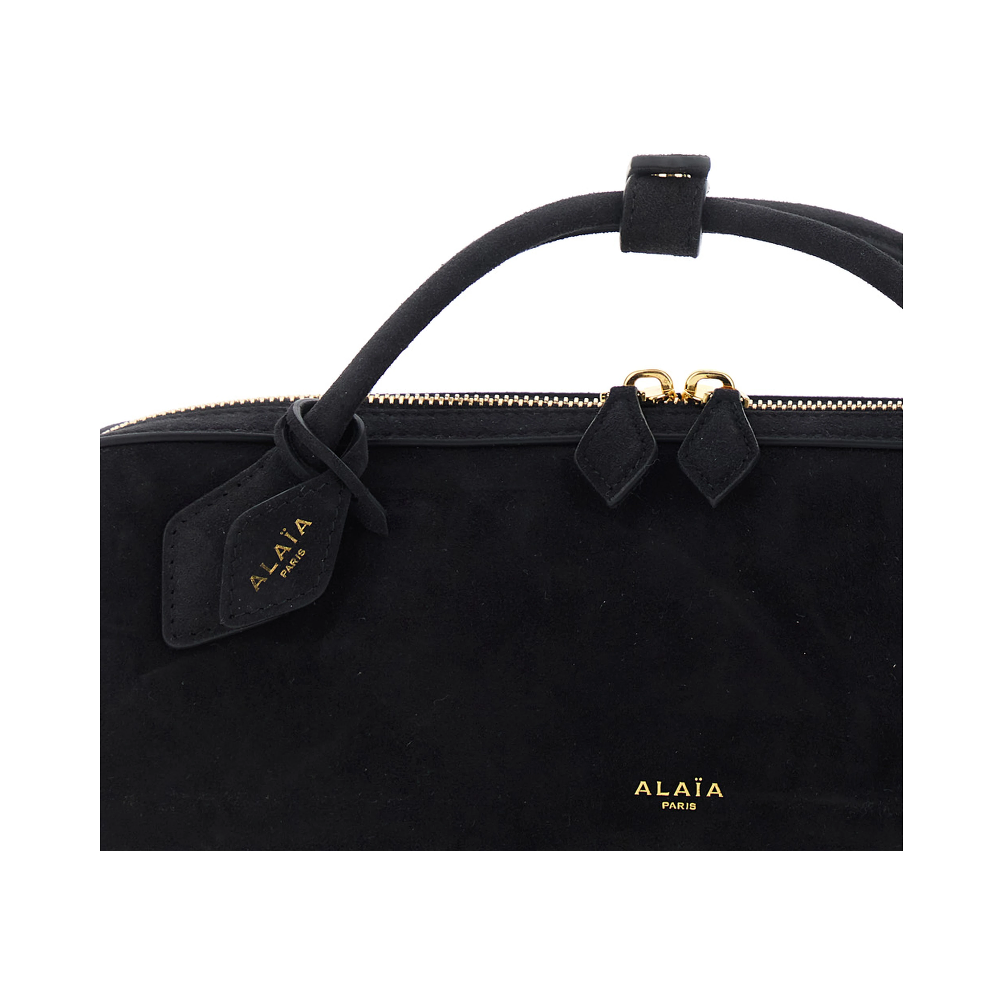 Clutch TECKEL with leather details and zip closure, black, unisex