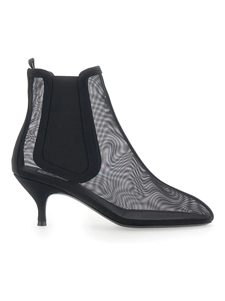 Ankle Chelsea Boots with 60mm heel in black leather for women