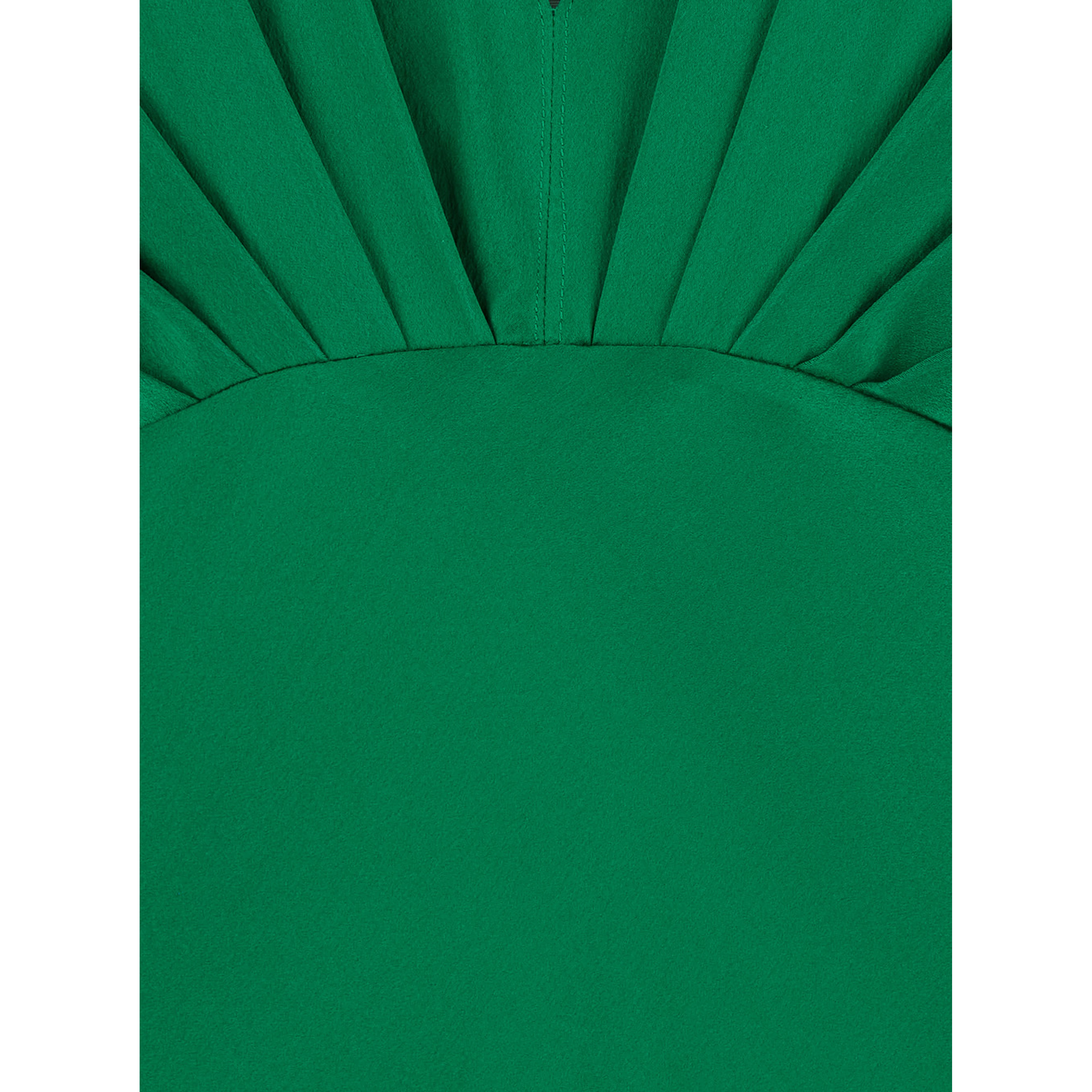 Silk Satin Dress with V Neckline and Long Sleeves, Silk, Green, Women