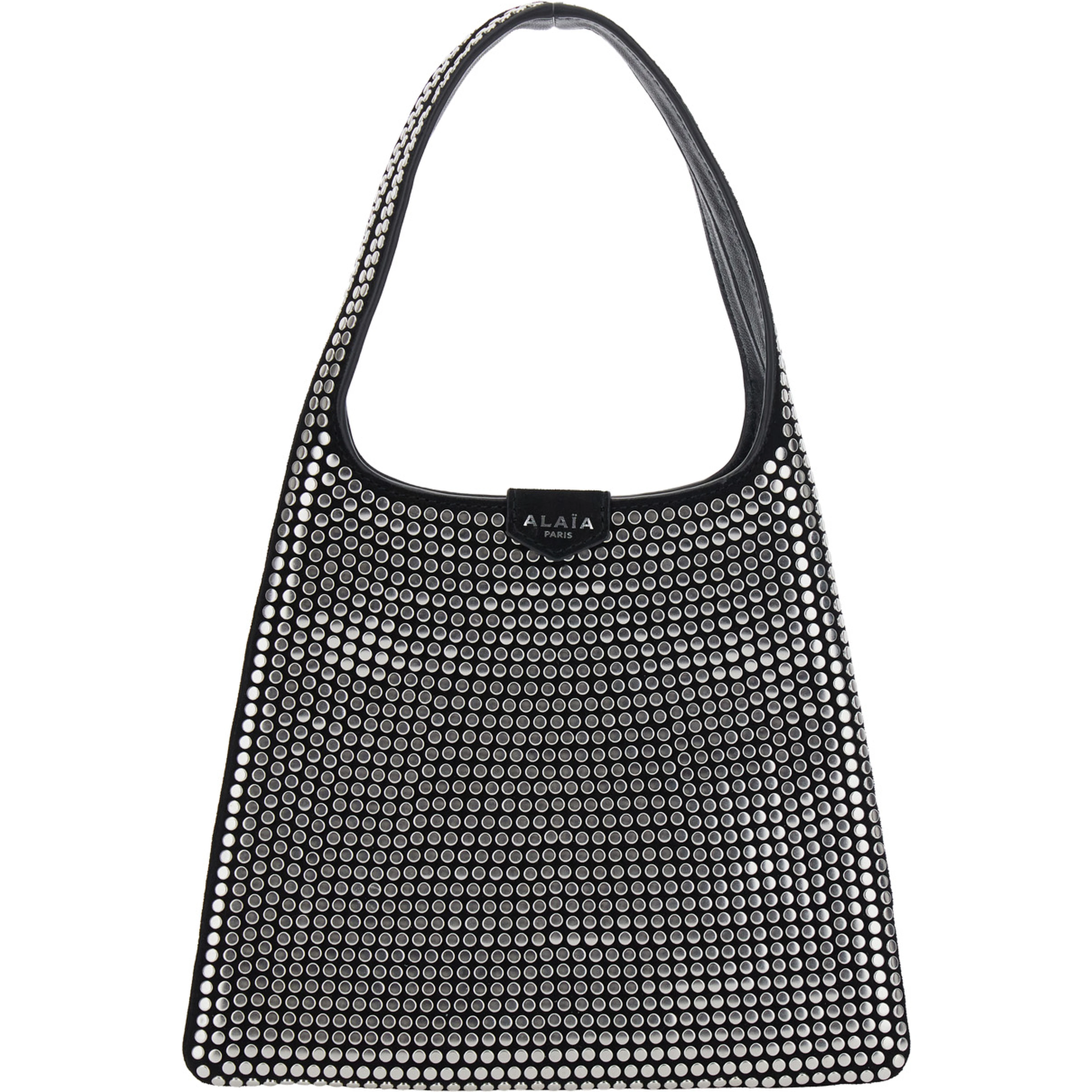 Black Leather HOBO S STUDS Bag with Metal Details for Women
