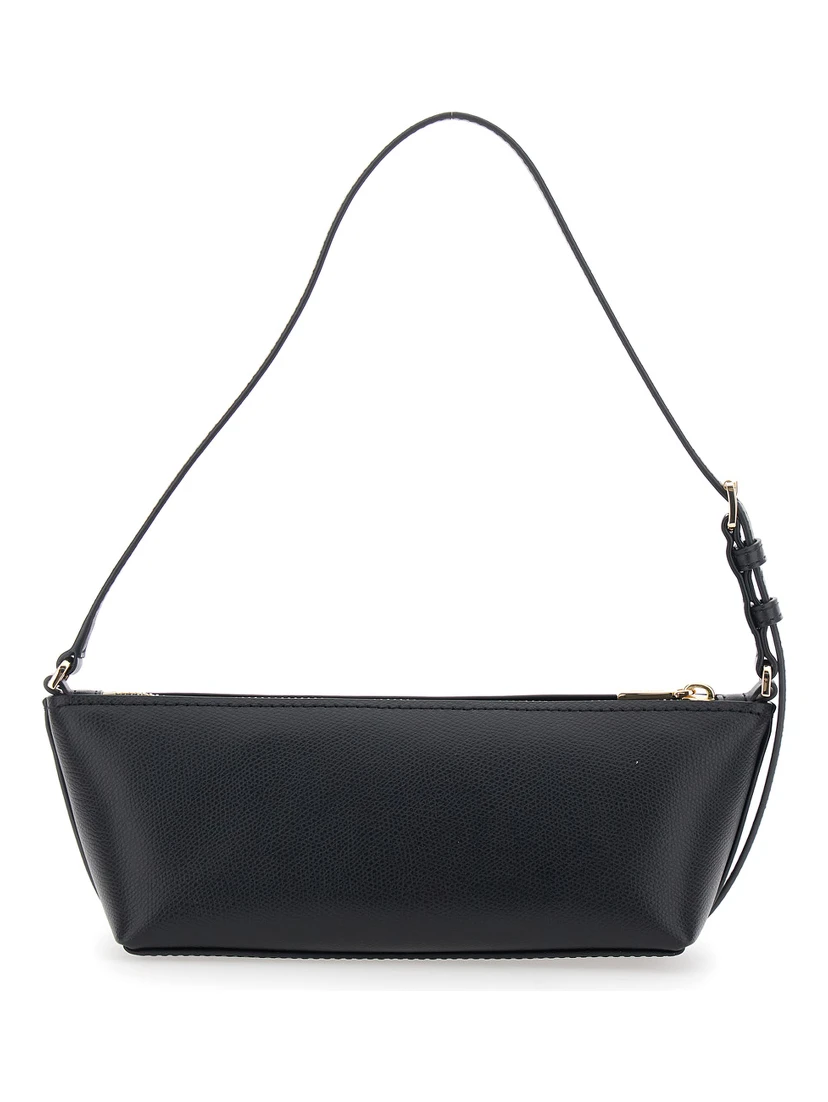 Bag LAILA SM EW POUCHETTE with metal details and shoulder strap, in leather, color Black, woman