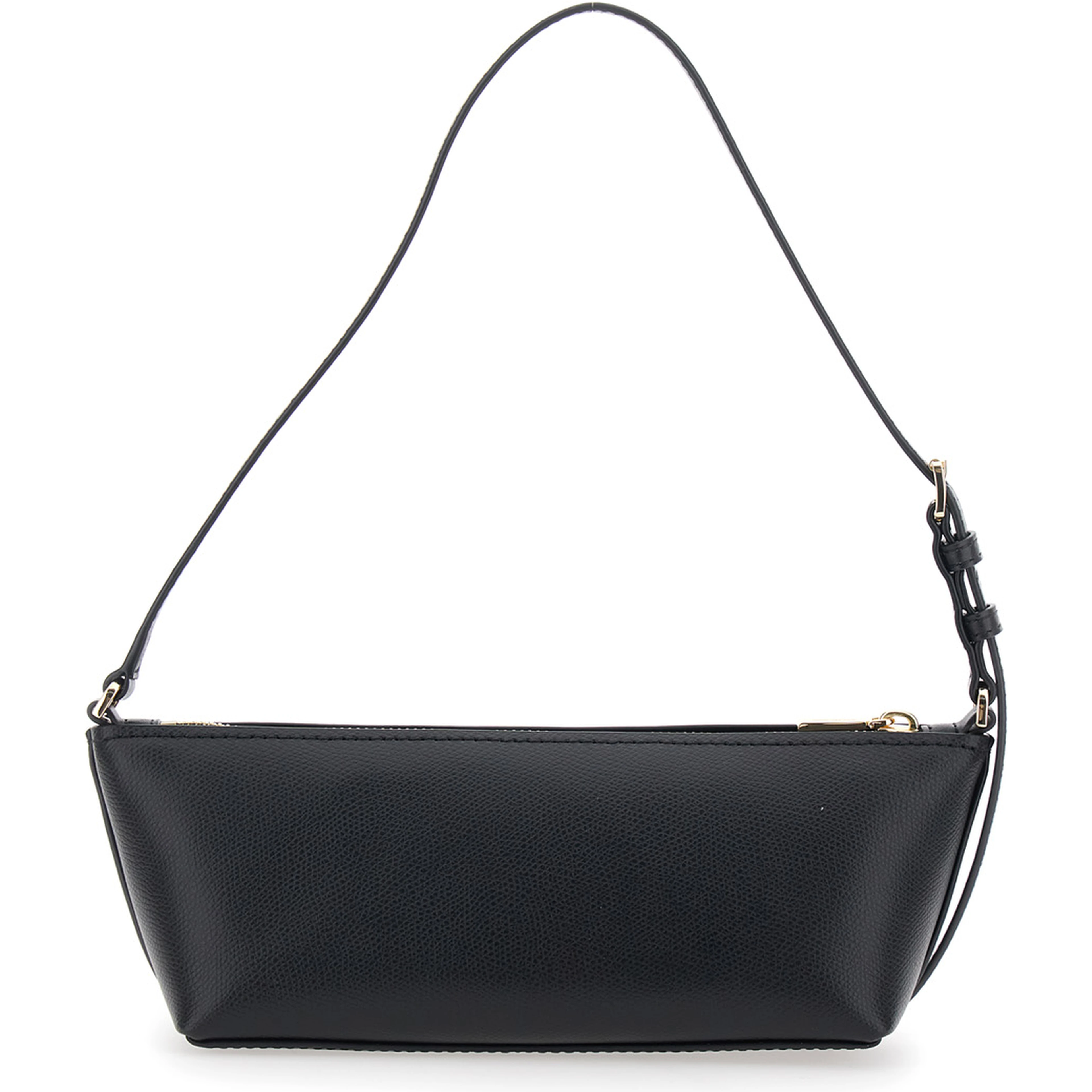 Bag LAILA SM EW POUCHETTE with metal details and shoulder strap, in leather, color Black, woman