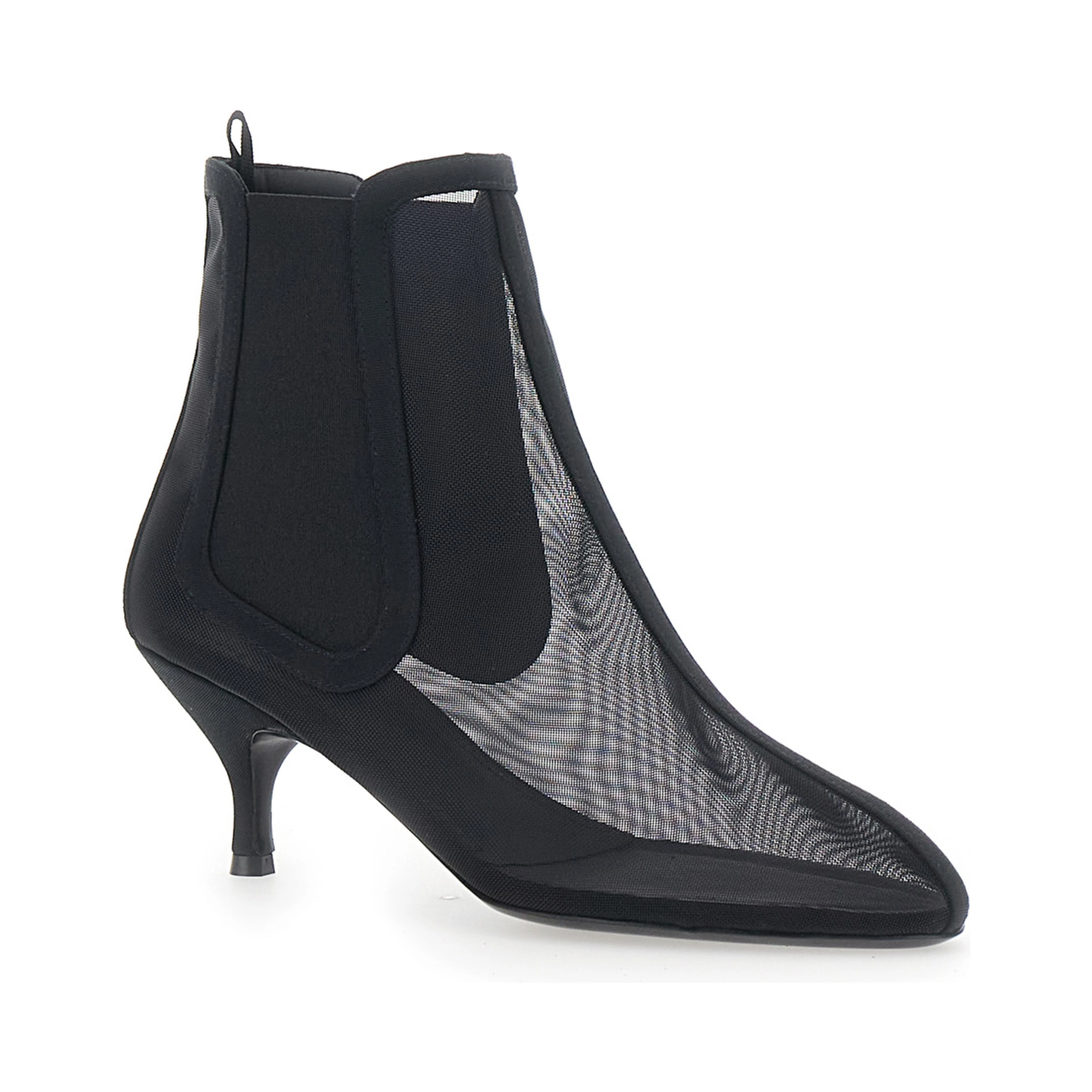 Ankle Chelsea Boots with 60mm heel in black leather for women